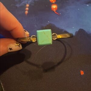 Large genuine Turquoise Square Stone Bracelet 925 Sterling